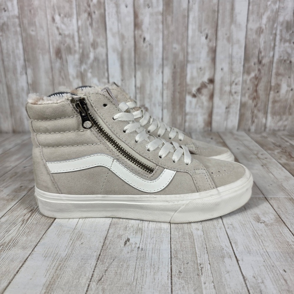 Vans Sk8-Hi MTE Warm Fuzzy Lined Suede Beige High Top Zipper Women's Sneakers